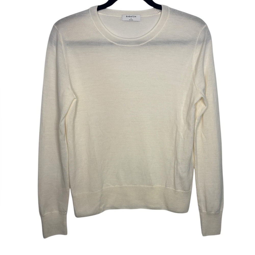 Aritizia Babaton Wool Cream Lightweight Crewneck Sweater Size Small